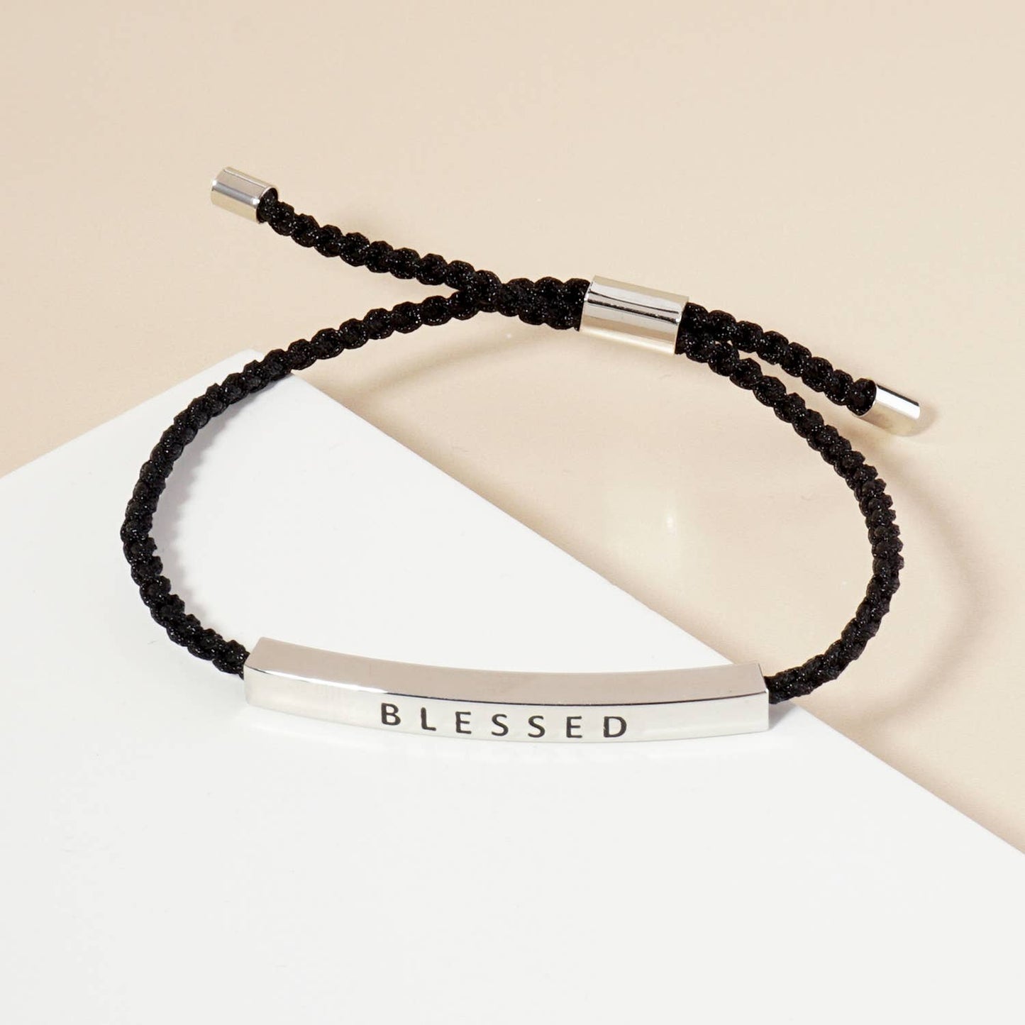 Inspirational Messages "Blessed" Tube Bar Bracelet