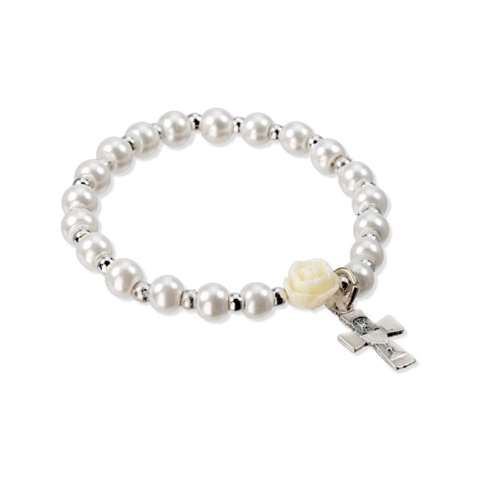 5mm White First Communion Pearl Bracelet