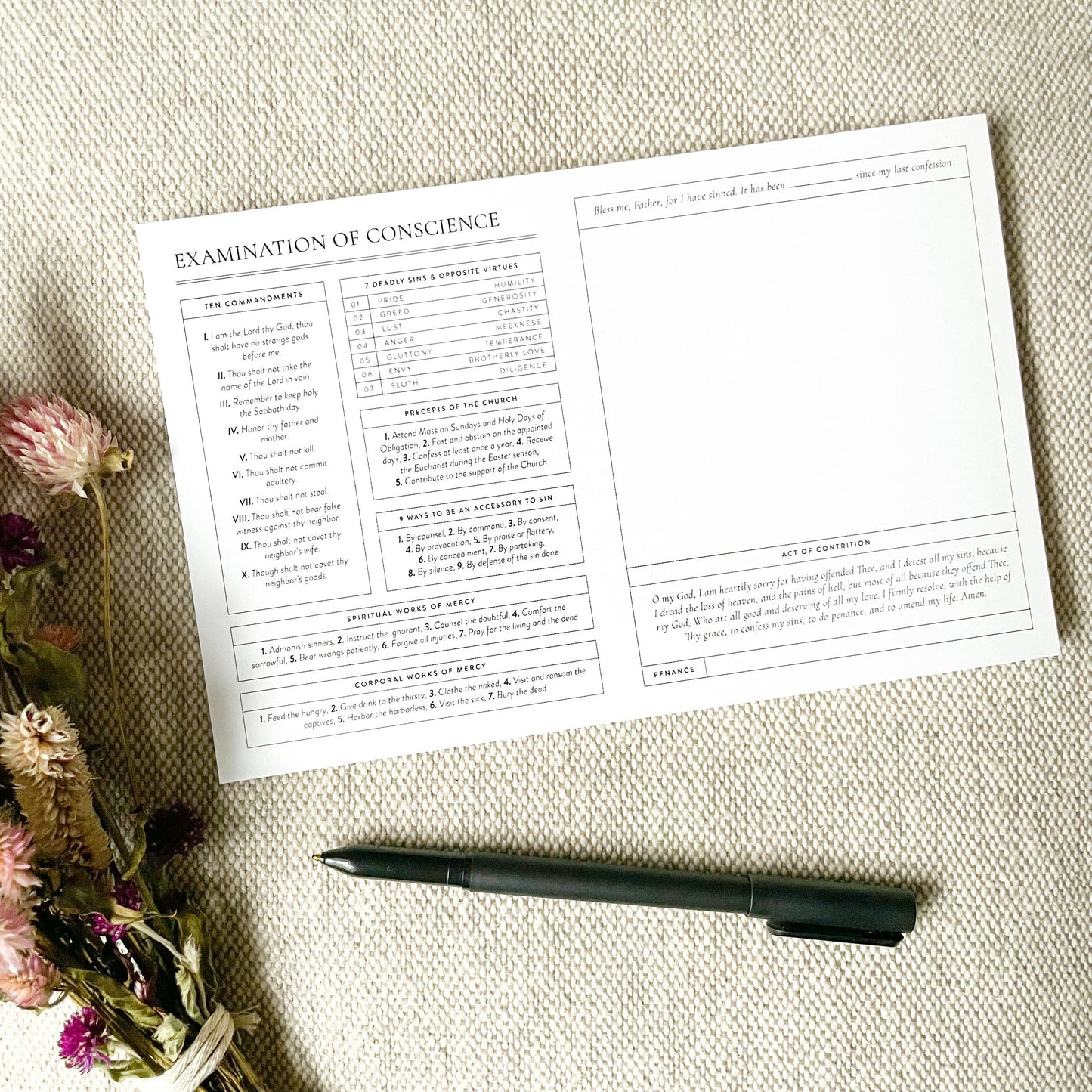 Examination of Conscience Notepad