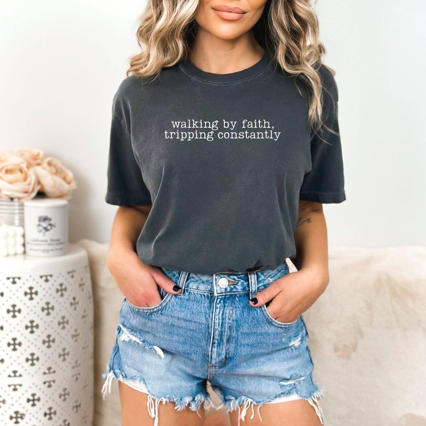 Walking By Faith Tripping Constantly Graphic Tee - Fall