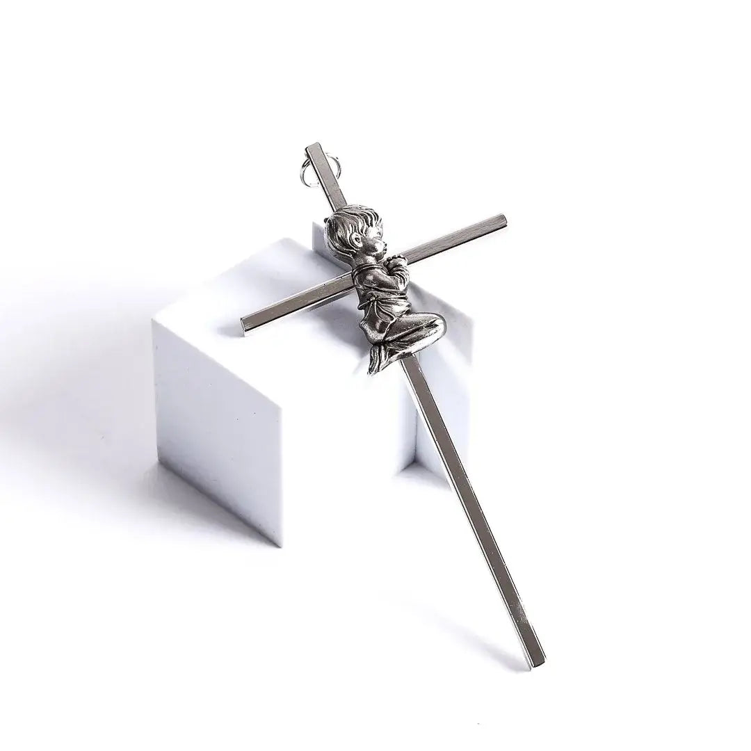 Wall Cross - Baptism Boy - Silver