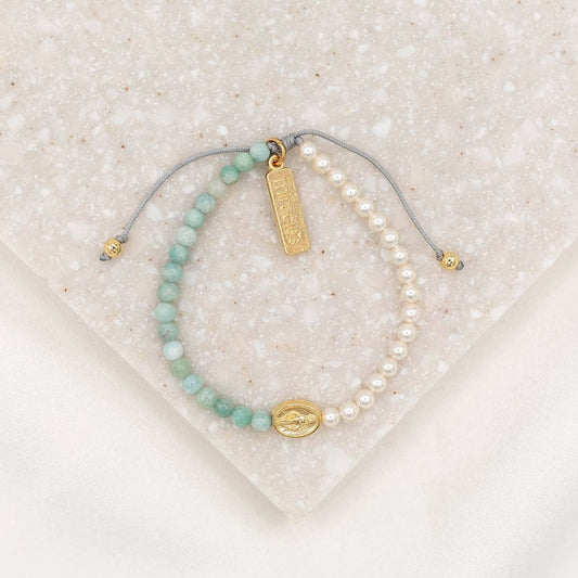 Mother Mary, Mother Me Bracelet-Gold/Amazonite