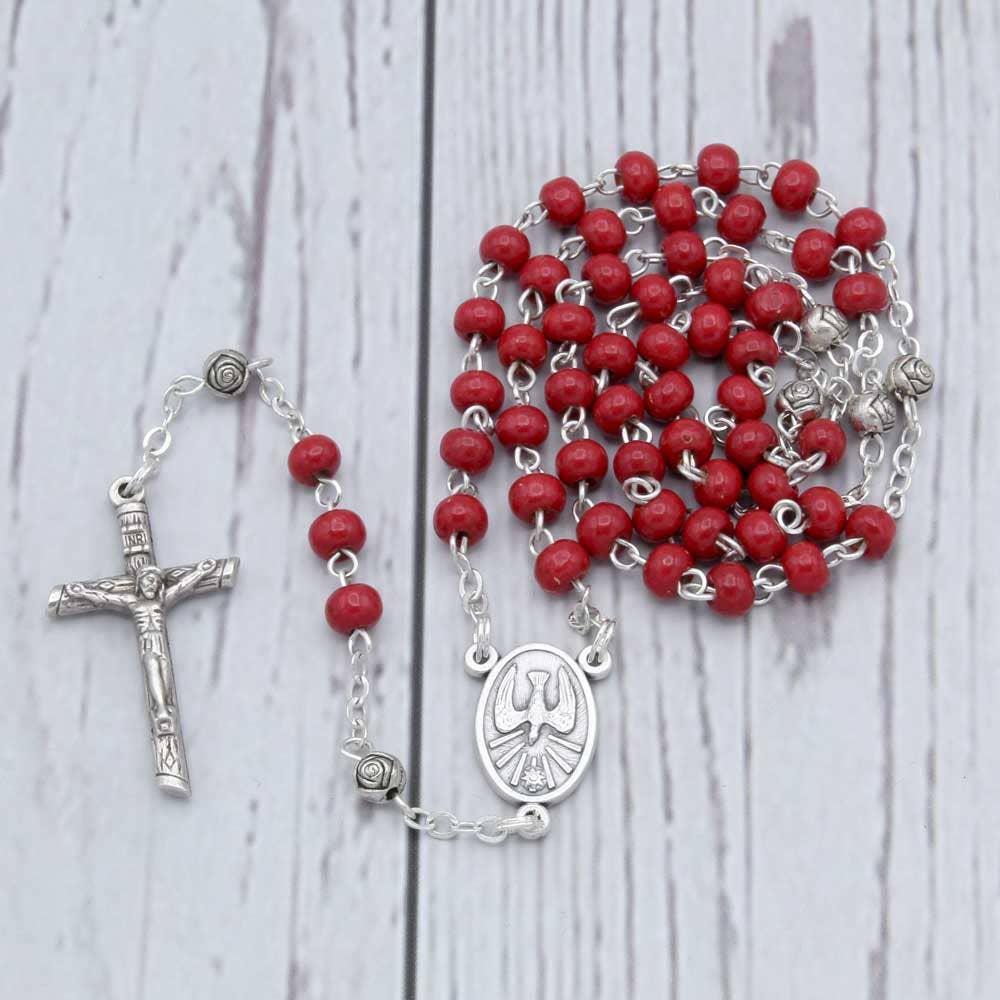 Holy Spirit Rosary Wooden Beads & Keepsake Box Gift Set