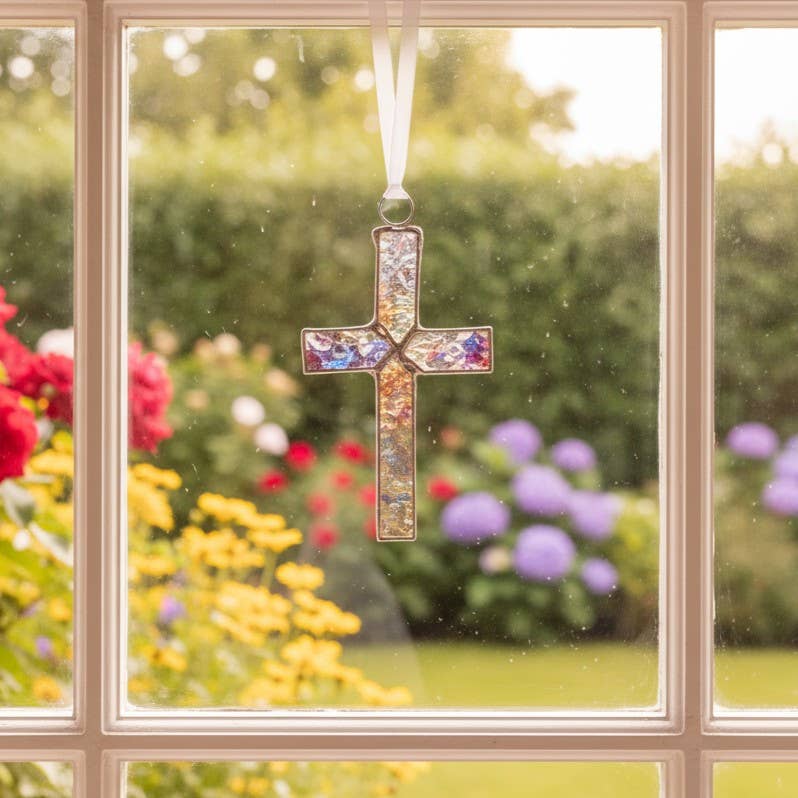 God Chose You Godmother Gift Handmade Glass Cross 4506SG