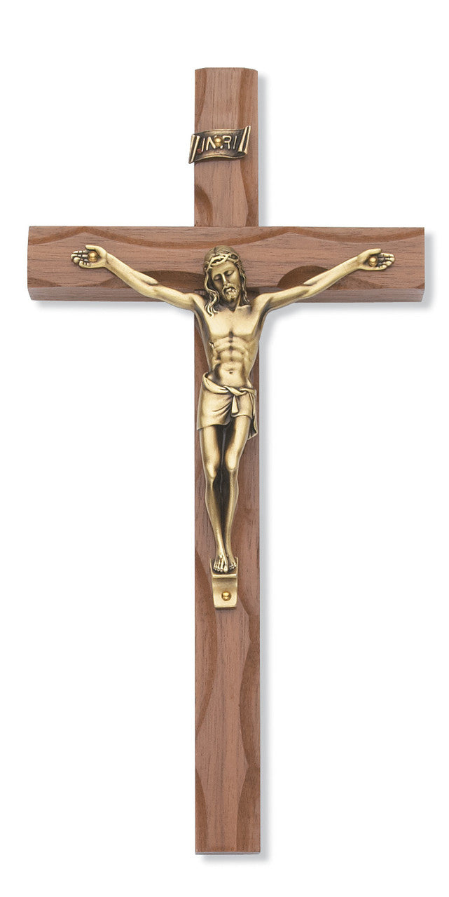 10" CARVED WALNUT CRUCIFIX