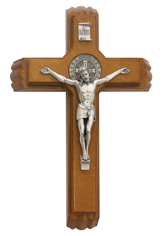 13" Walnut Sick Call Crucifix Benedict