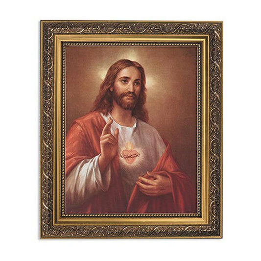 Sacred Heart of Jesus Gold Tone Framed Print