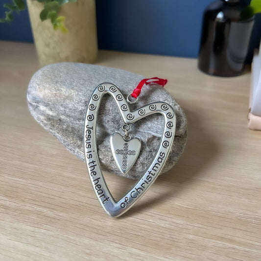 Jesus is the Heart of Christmas Ornament