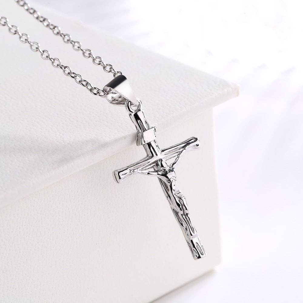 Amy and Annette 14K Gold or Sterling Silver Crucifix Cross Pendant Necklace