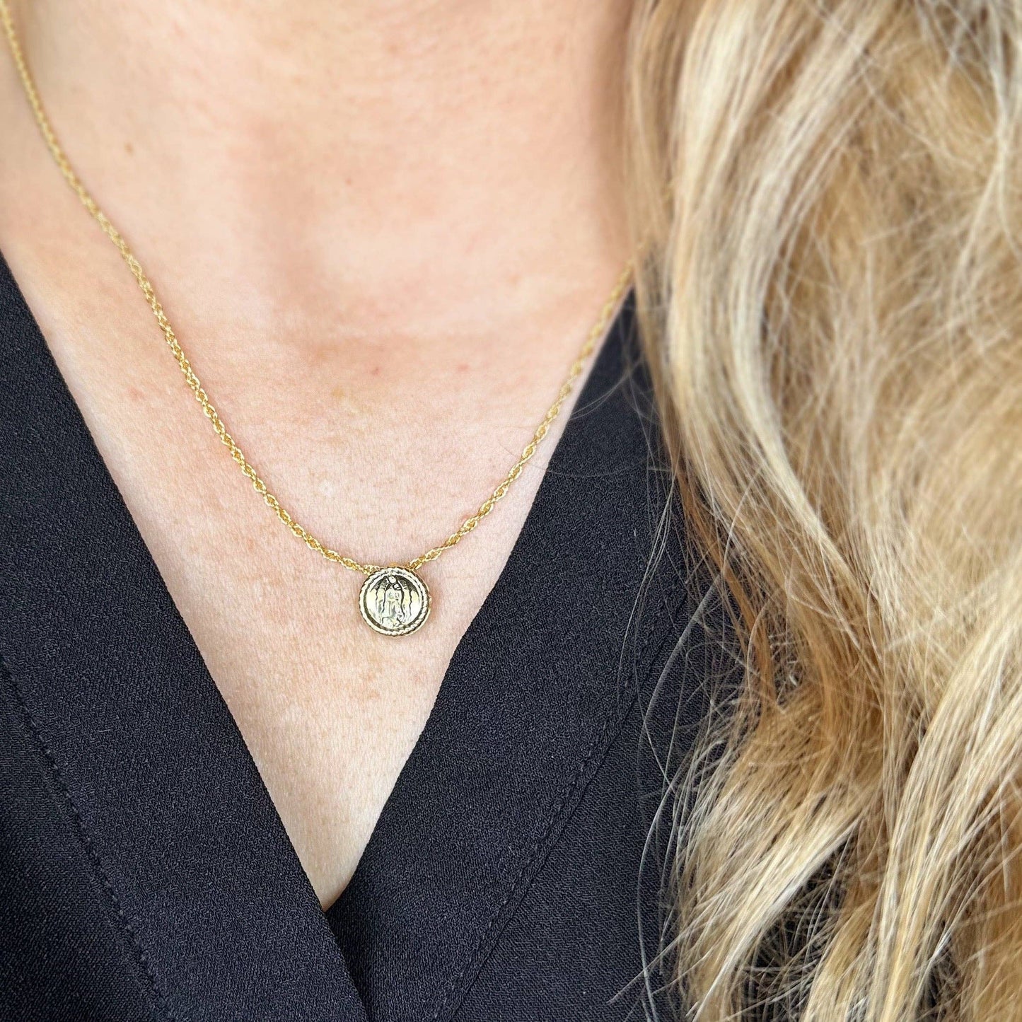 18k Gold Filled Mini Lady Guadalupe Necklace