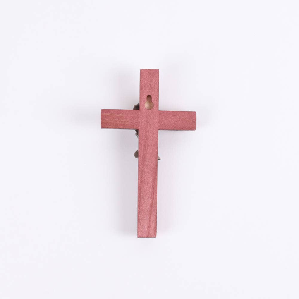 Wall Cross - Cherry Wood with Stainless Steel - Praying Boy