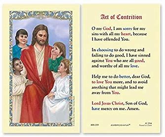 Holy Card - Laminated - 800-1705 Act of Contrition