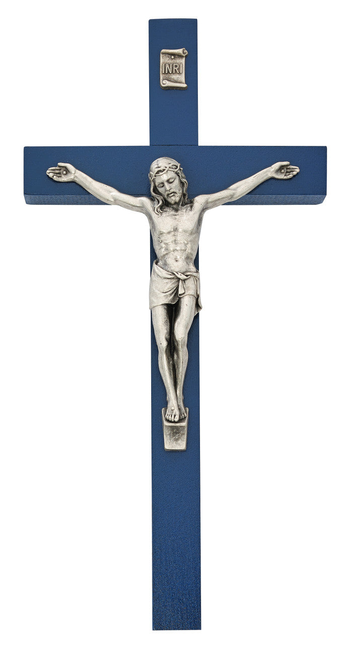 10" BLUE CRUCIFIX SILVER CORPUS