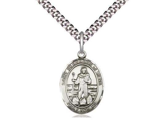 St Bernadine of Sienna Oval Medal with chain