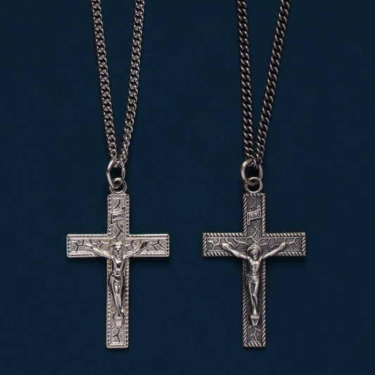 Sterling Silver Crucifix Cross Pendant Necklace for Men