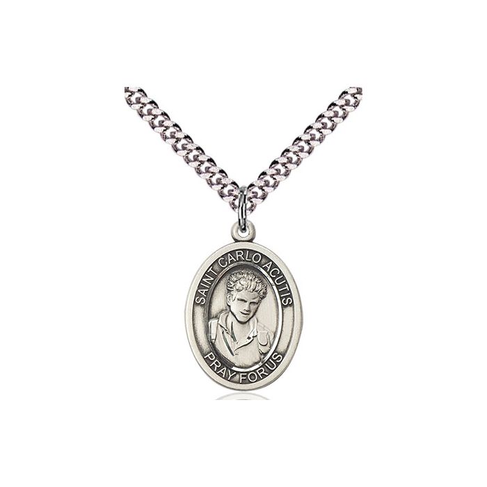 St Carlo Acutis Oval Medal with chain