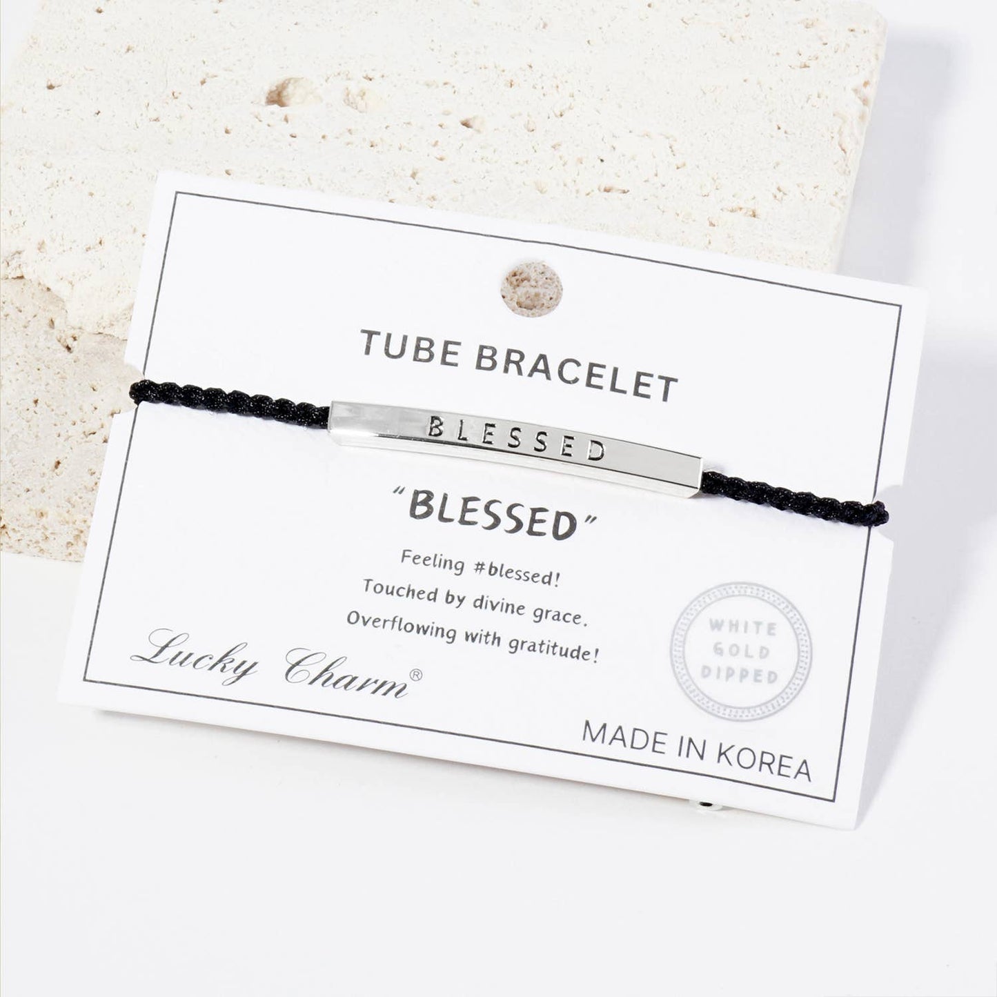 Inspirational Messages "Blessed" Tube Bar Bracelet