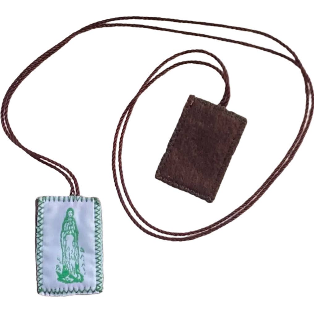 Scapular - Our Lady of Grace GREEN   1.5"