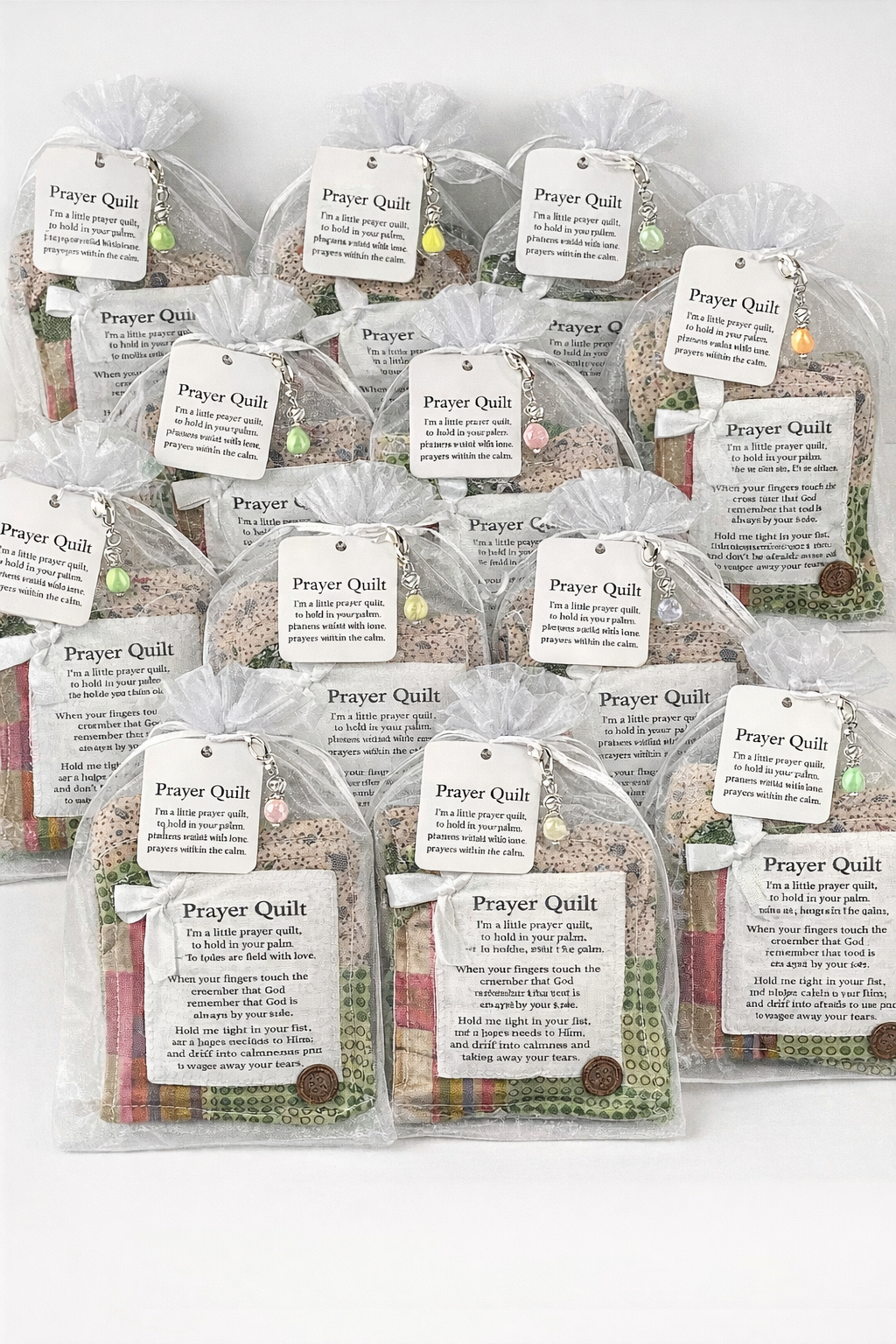 Mini Prayer Quilts – 12-Pack (6 Heart + 6 Square), Gift-Read