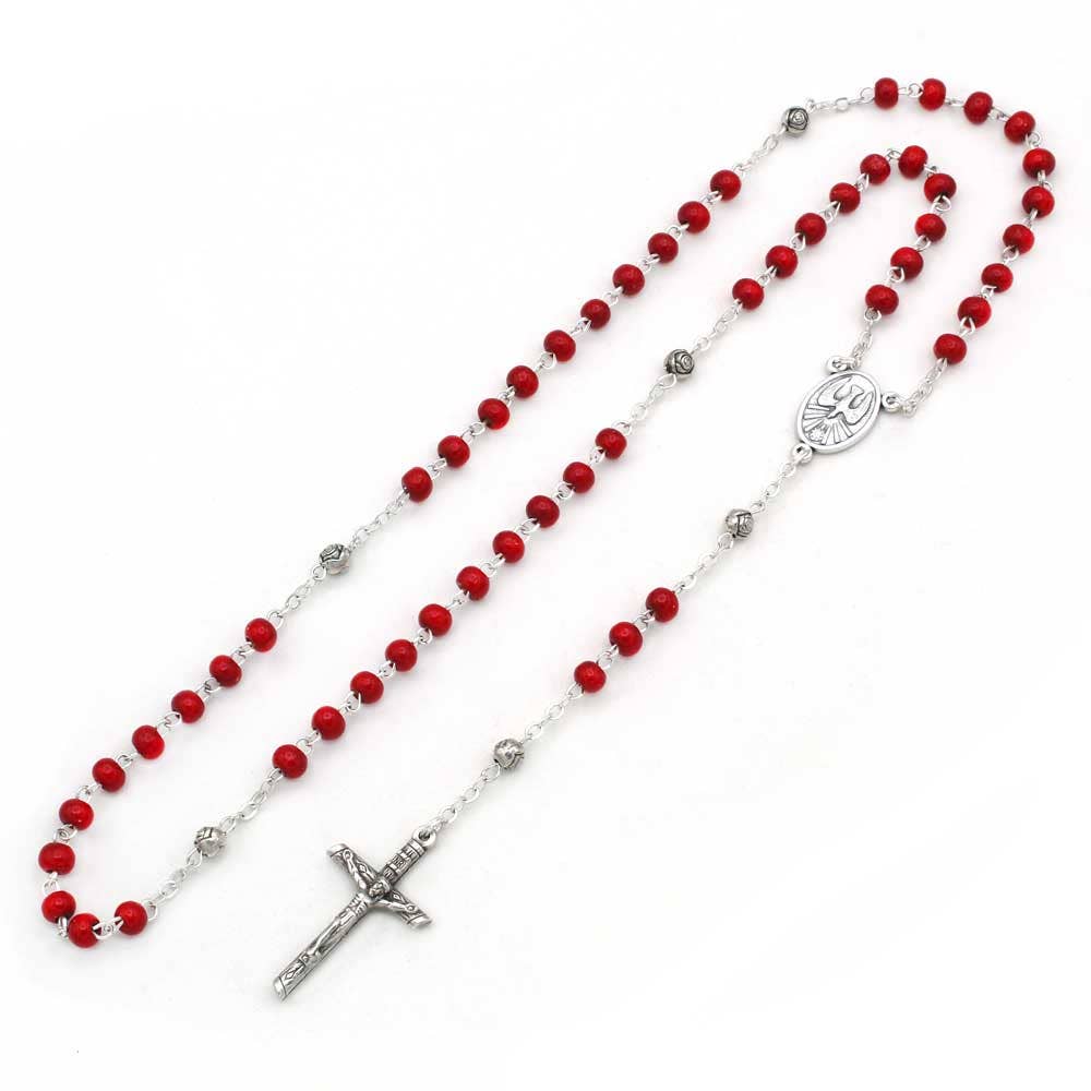 Holy Spirit Rosary Wooden Beads & Keepsake Box Gift Set
