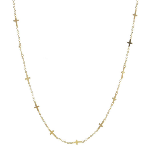 Gold Plated Chain w/ Dangling Crosses Necklace