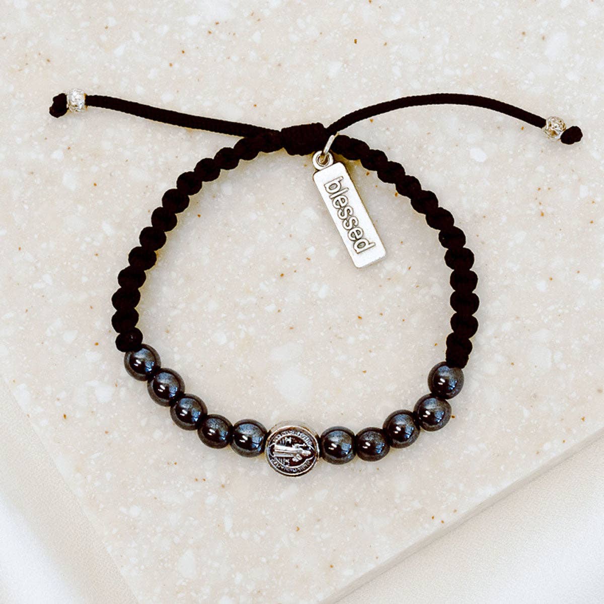 Wake Up and Pray Meditation Bracelet - Hematite