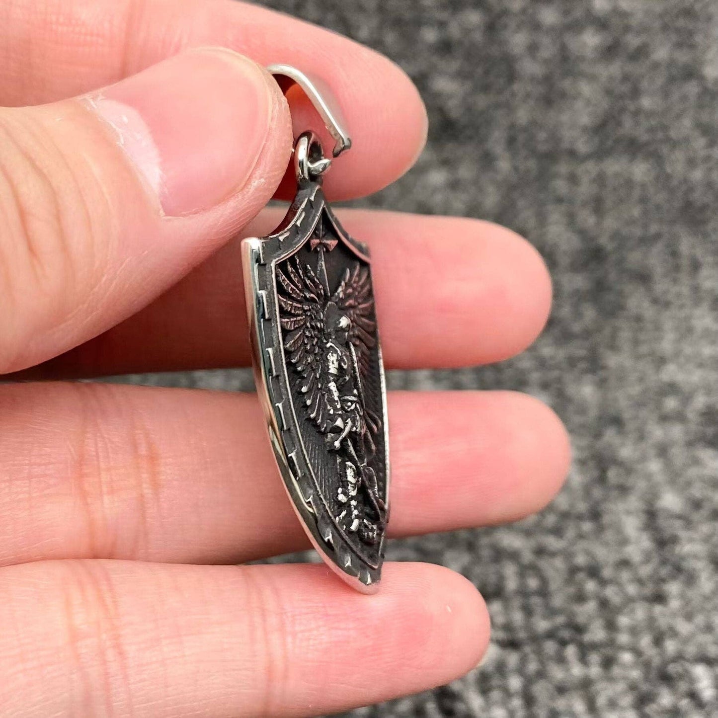 Saint Michael Archangel Shield Stainless Steel Pendant
