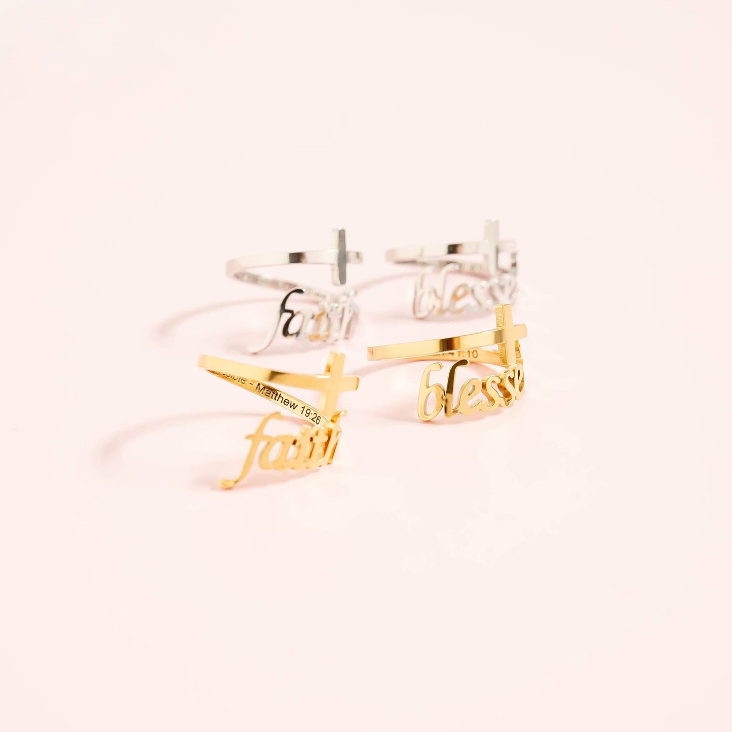 18K Gold PVD Adjustable "Faith" Ring