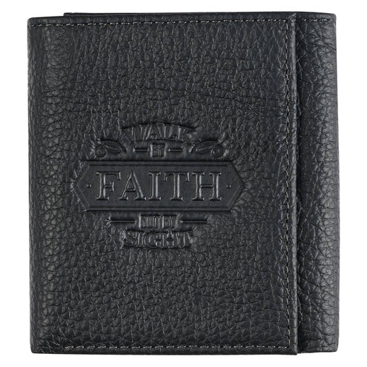 Wallet Leather Black Walk by Faith 2 Cor. 5:7
