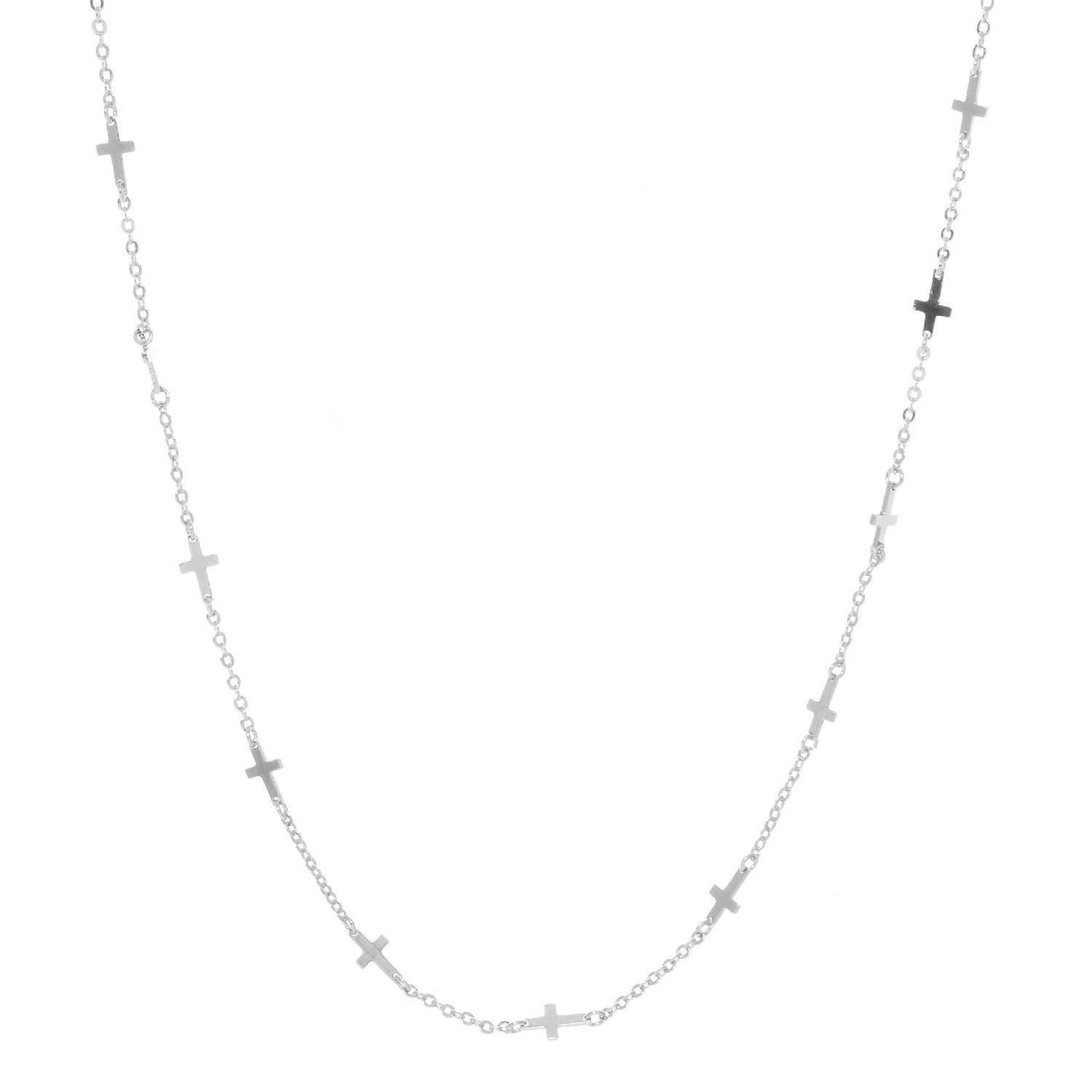 Gold Plated Chain w/ Dangling Crosses Necklace