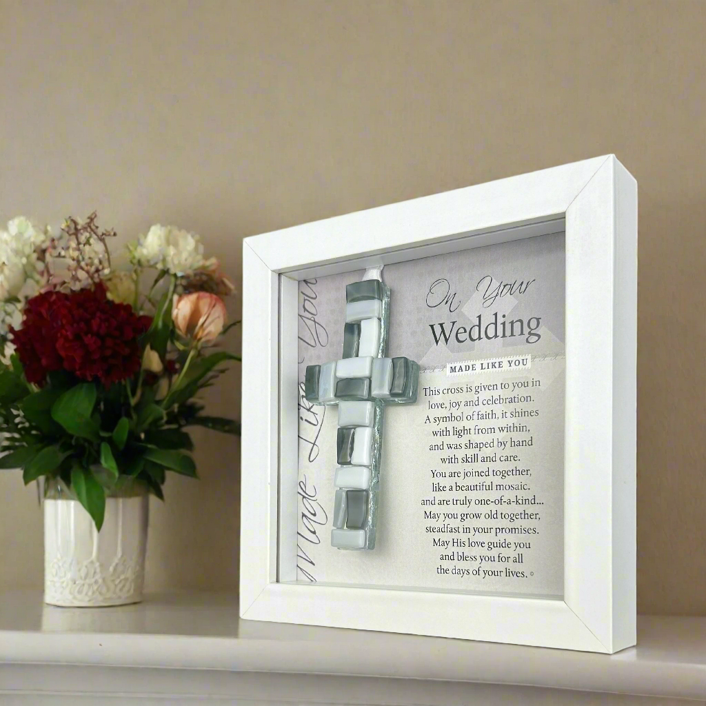 Handmade Mosaic Glass Cross Wedding Day Gift Frame