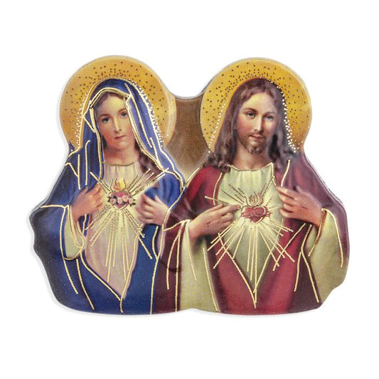 Magnetic Resin Statuette, Sacred/Immaculate Hearts