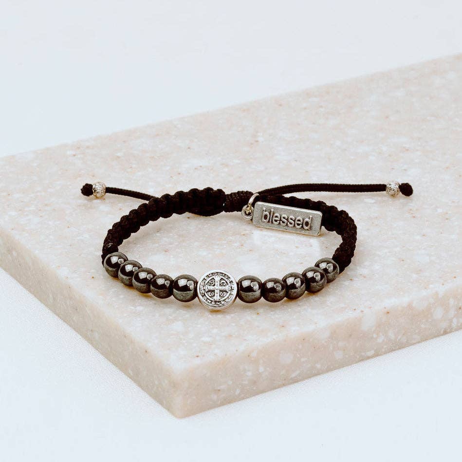 Wake Up and Pray Meditation Bracelet - Hematite