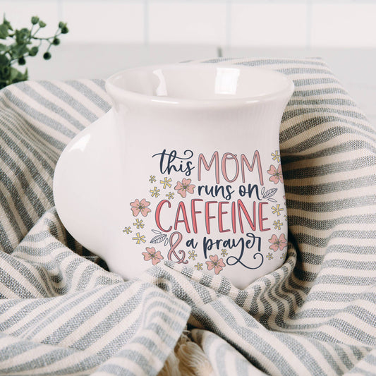 This Mom Runs On Caffeine And Prayer Cozy Cup