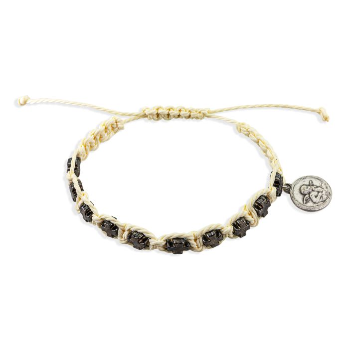 Cross Shaped Blessed Bead Cord Bracelet