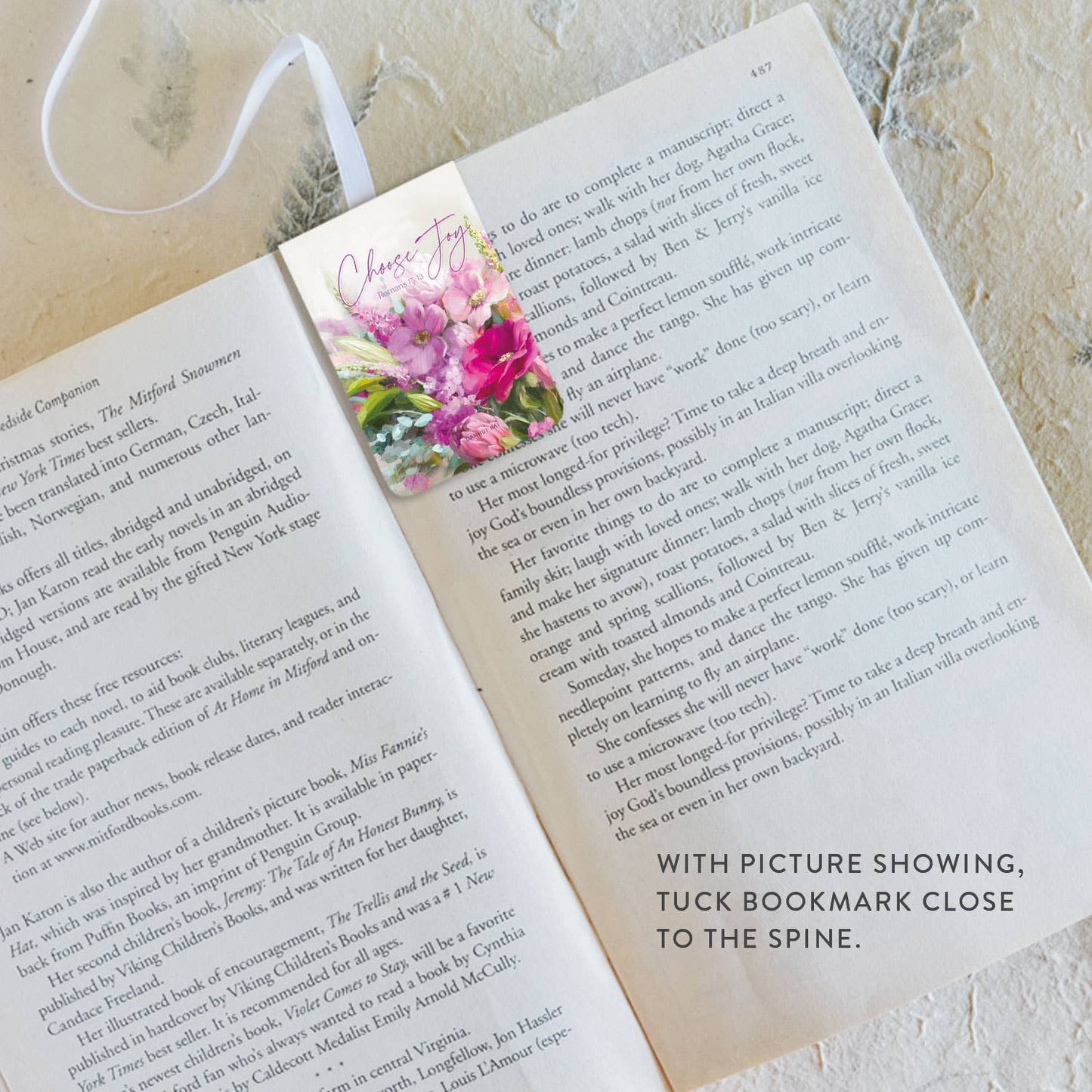Bright Floral Faith Magnetic Ribbon Bookmark