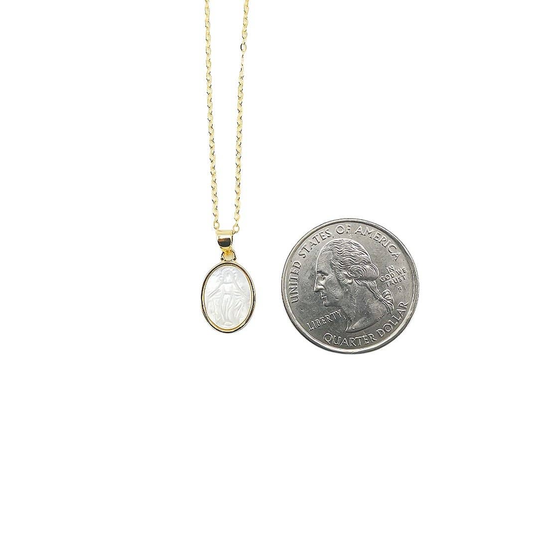 Mother of Pearl Our Lady of Grace Necklace 18-inch