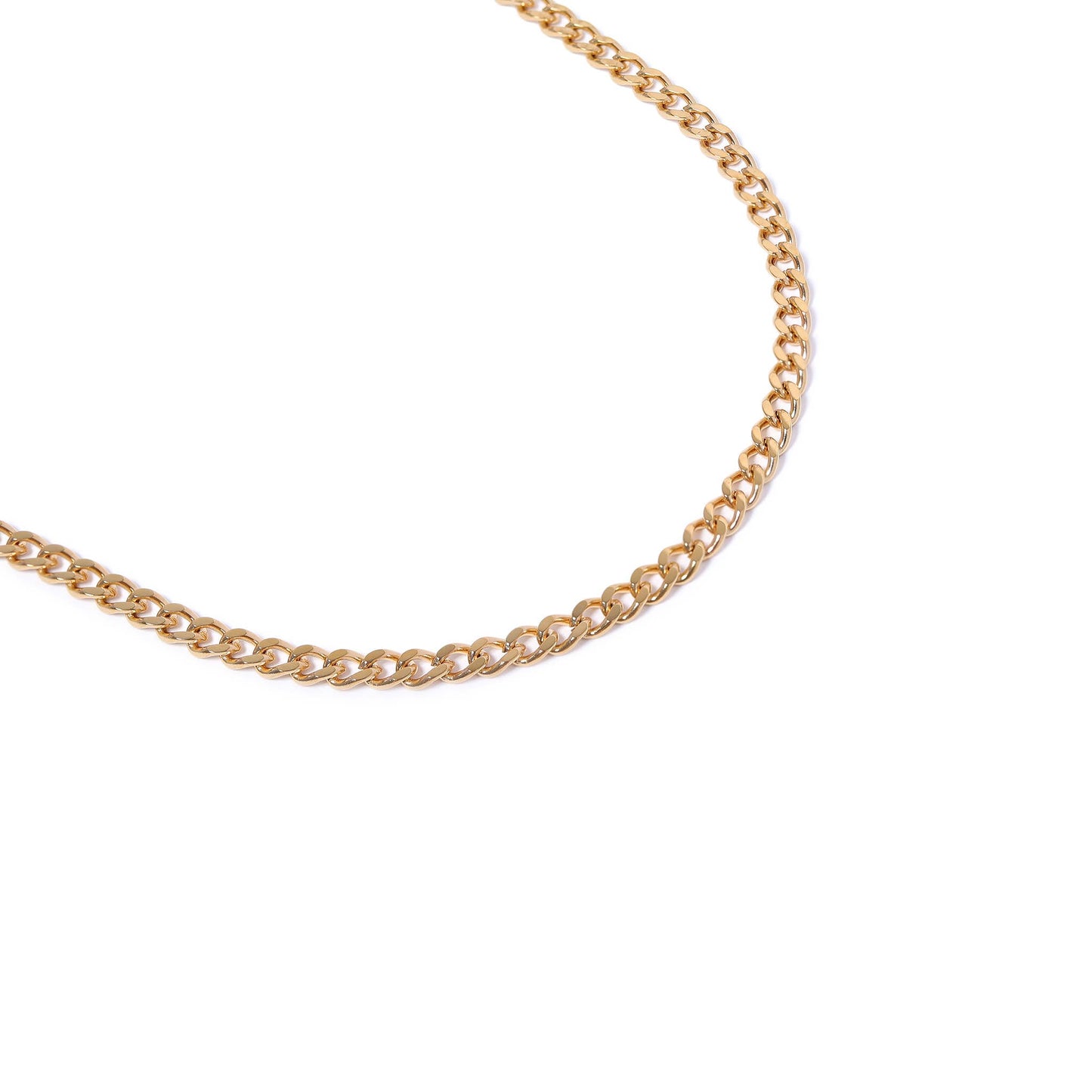 Stainless Steel Gold Curb Chain Necklace