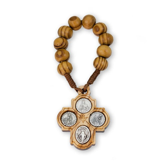 One Decade Olive Wood Four Way Finger Rosary