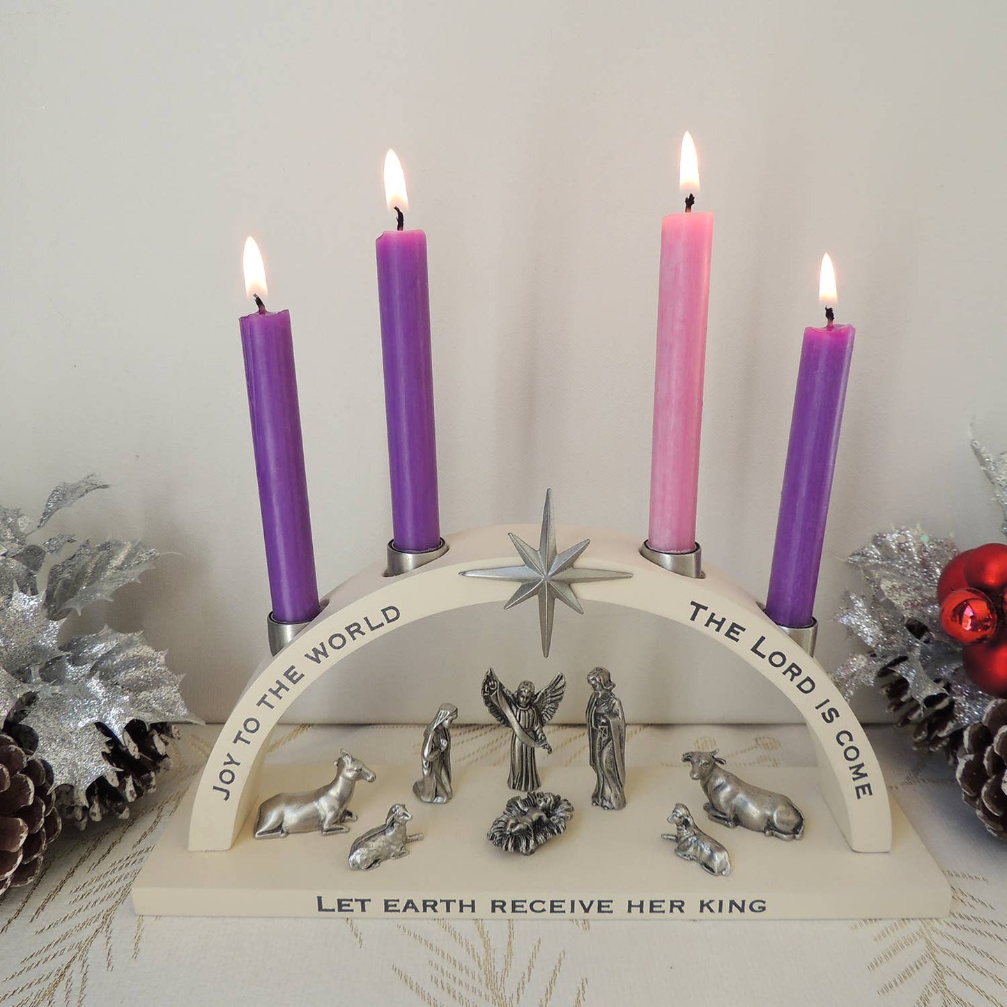 Joy to the World Mini Arch Advent Candle Holder