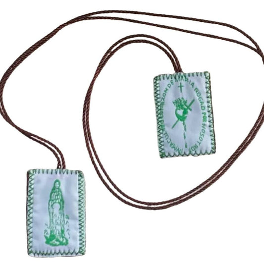 Scapular - Our Lady of Grace GREEN   1.5"