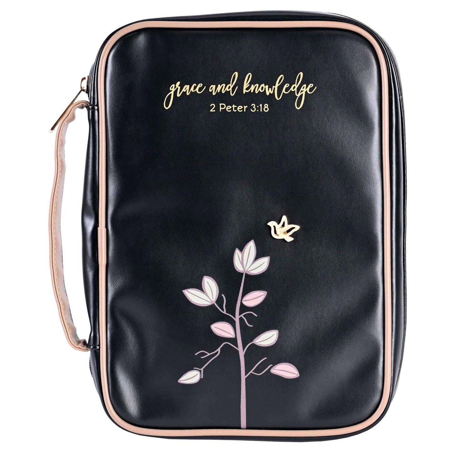 White Dove -Bible Cover Grace & Knowledge Black Large