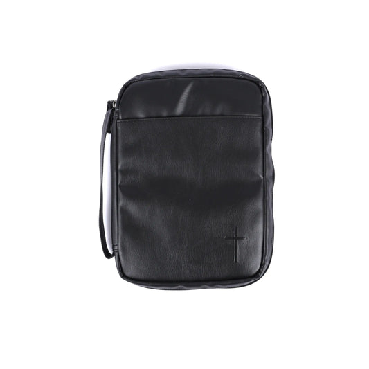 Bible Cover Imitation Leather Cross Blk L