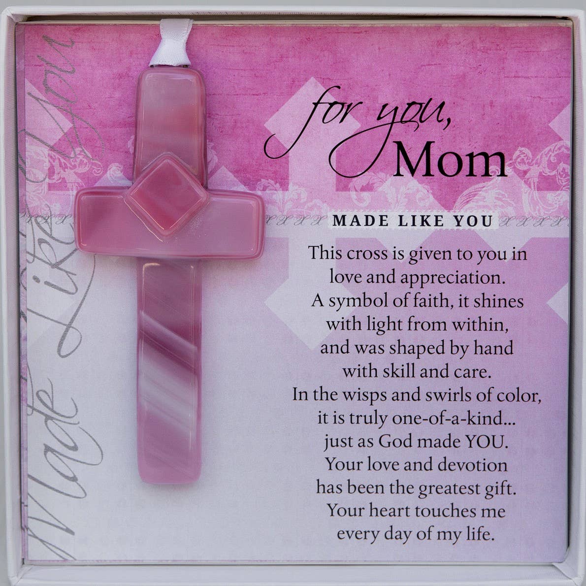 Mom Gift USA Handmade Glass Cross Christian Gift