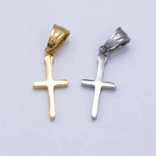 Stainless Steel Religious Cross Minimalist Pendant Silver