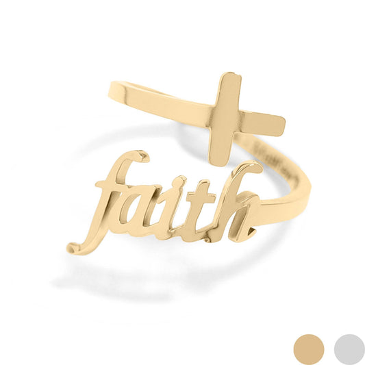 18K Gold PVD Adjustable "Faith" Ring