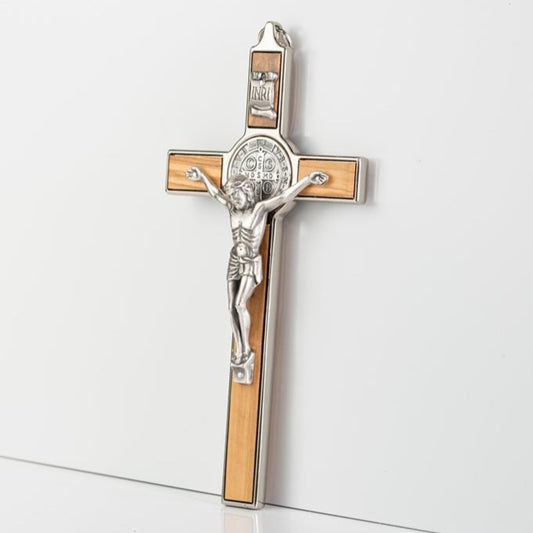 Wooden and Metal Crucifix St Benedict