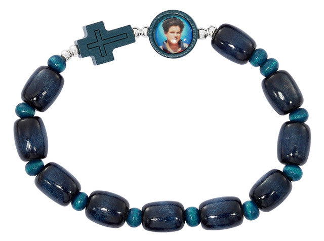 Blue Wood Carlos Acutis Bracelet
