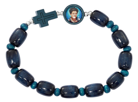 Blue Wood Carlos Acutis Bracelet