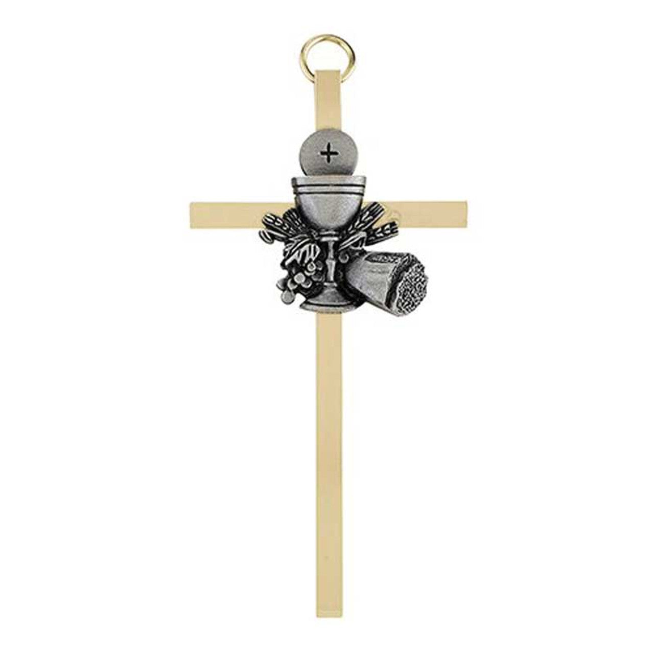 4.25" H Brass Cross with Chalice